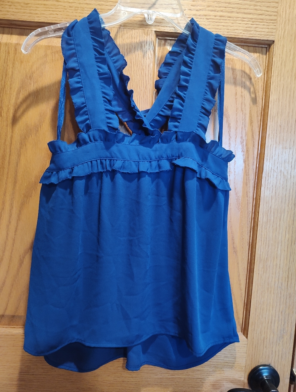 J. Crew Royal Blue Ruffle Top, Size 6, Sleeveless Tank